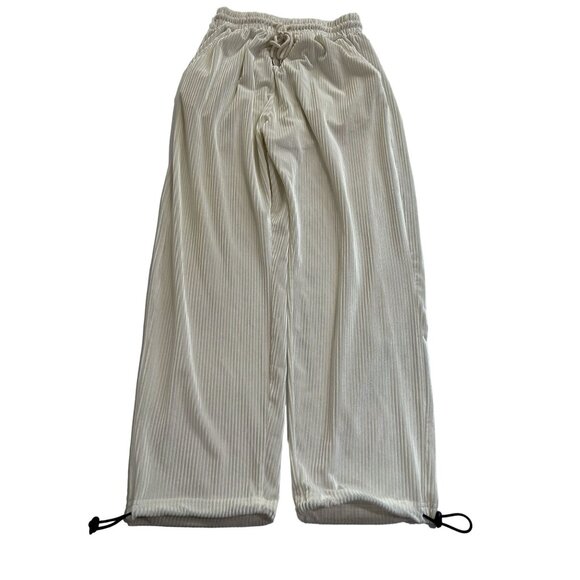 NEOITY Ribbed Drawcord Pants in White - Picture 1 of 6